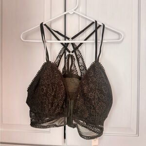Aerie Lace Bandeau in Dark Olive